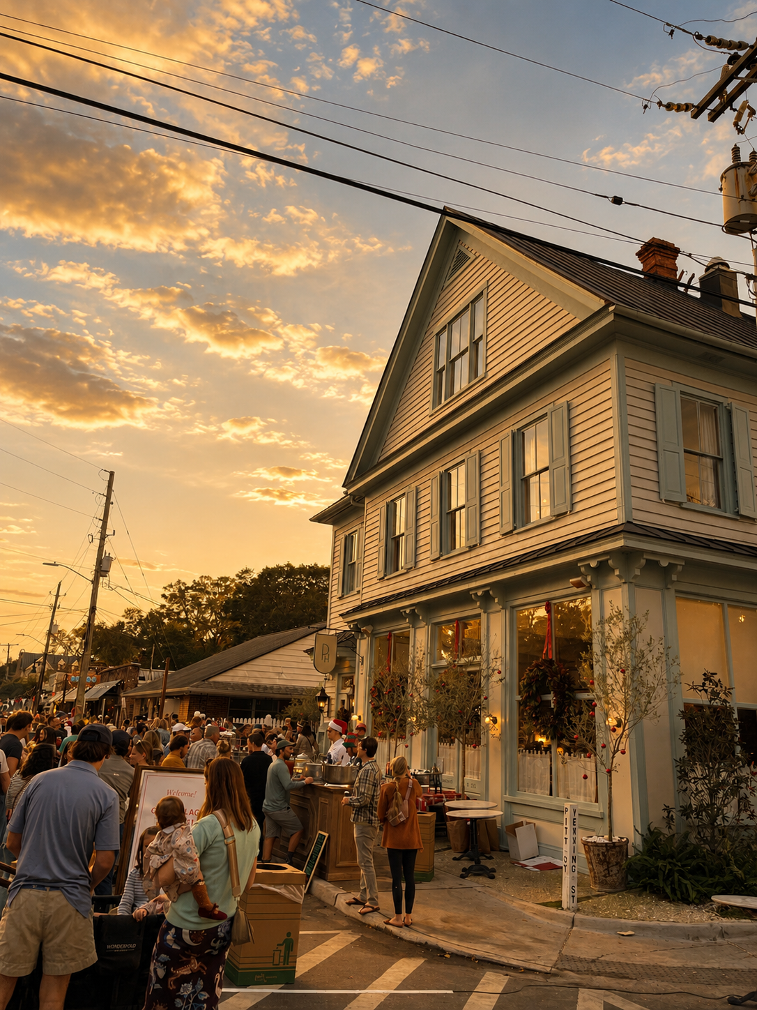 Charleston area street scene near Mount Pleasant, South Carolina with live oaks